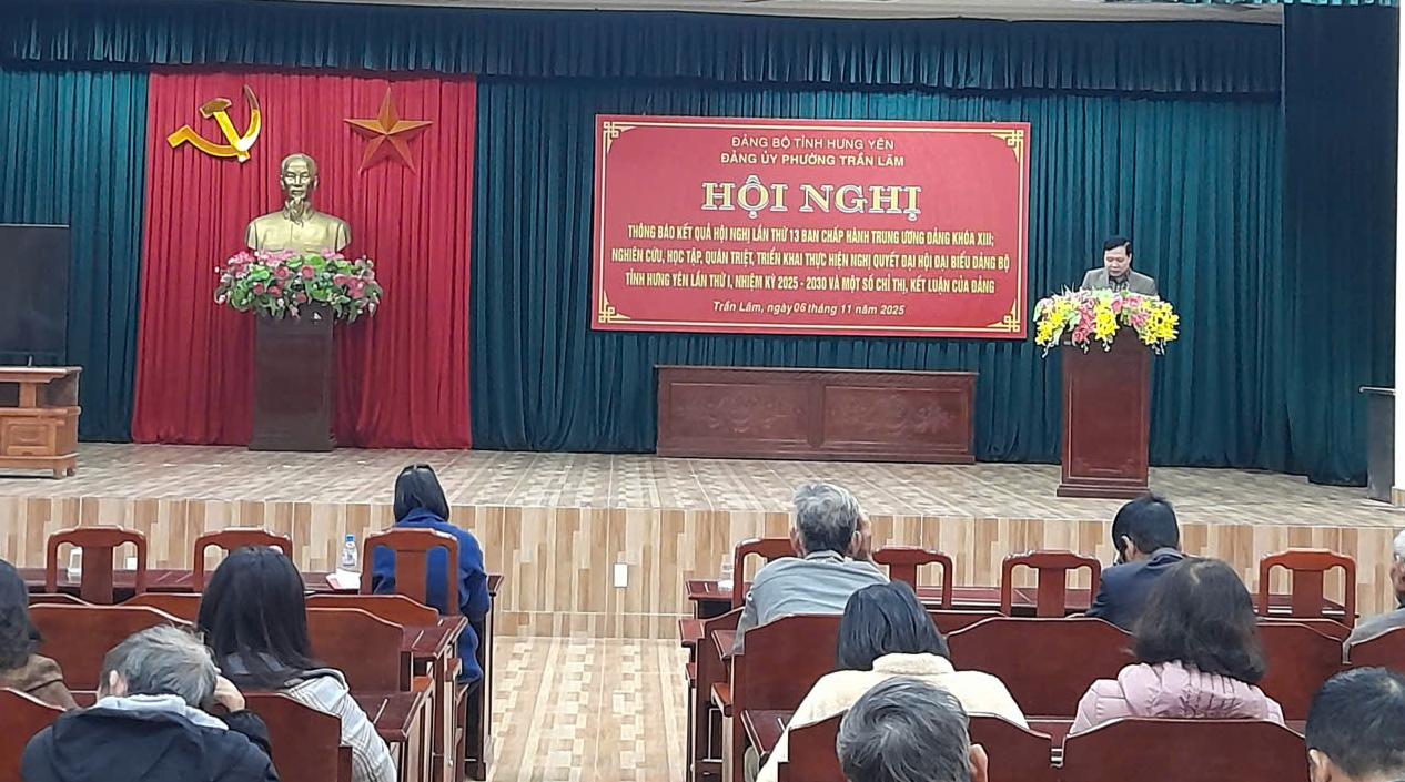 Đảng uỷ phường Trần Lãm về tổ chức học tập, quán triệt triển khai thực hiện Nghị quyết Đại hội đại biểu Đảng bộ tỉnh Hưng Yên lần thứ I, nhiệm kỳ 2025-2030 và Thông báo kết quả Hội nghị lần thứ 13 Ban chấp hành Trung ương Đảng khoá XIII