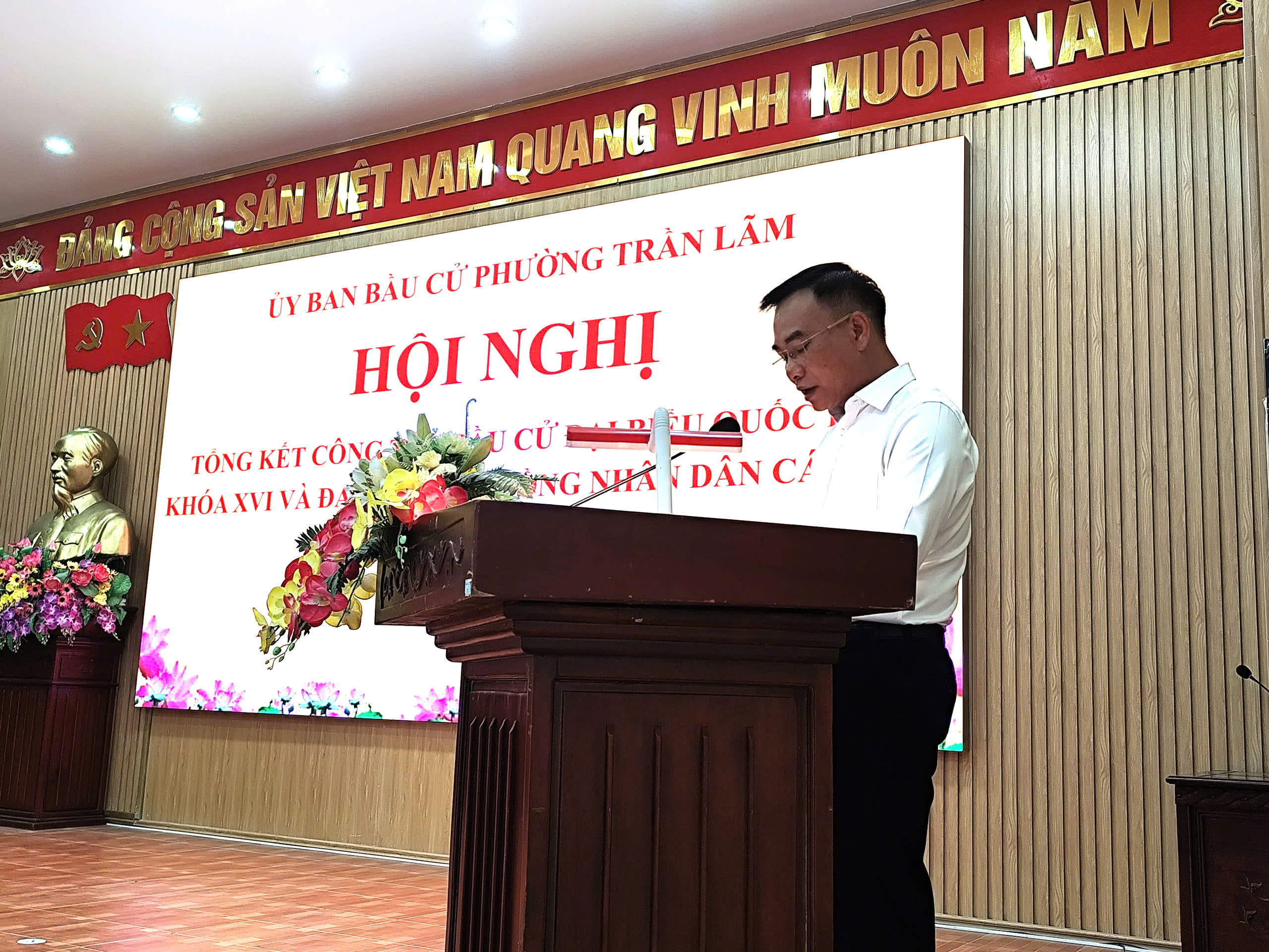 Phường Trần Lãm Hội nghị tổng kết công tác bầu cử đại biểu Quốc hội khóa XVI và đại biểu HĐND các cấp nhiệm kỳ 2026–2031.