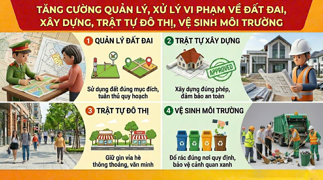 Phường Trần Lãm siết chặt kỷ cương, quyết tâm tạo sự chuyển biến mạnh mẽ trong quản lý đất đai, trật tự xây dựng và môi trường đô thi