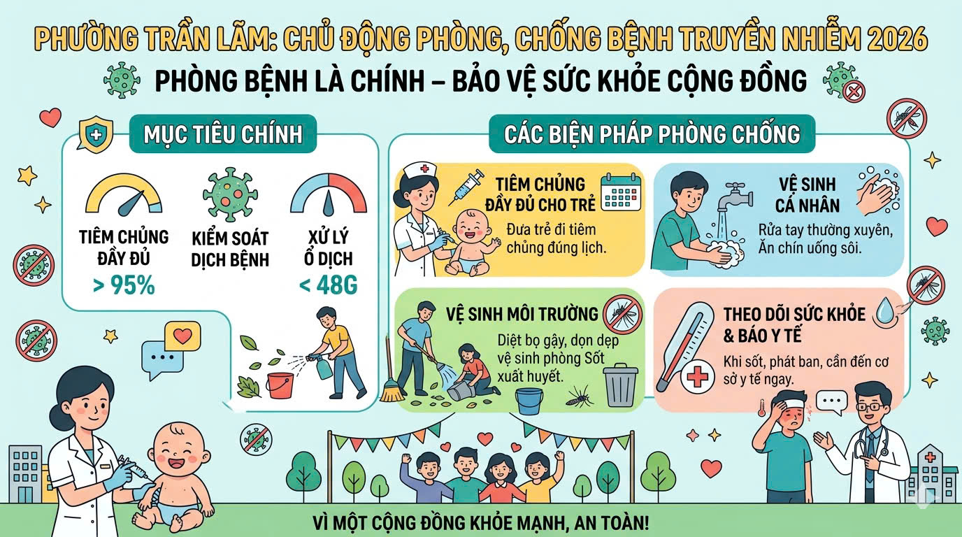 Phường Trần Lãm: Chủ động triển khai các biện pháp phòng, chống bệnh truyền nhiễm năm 2026