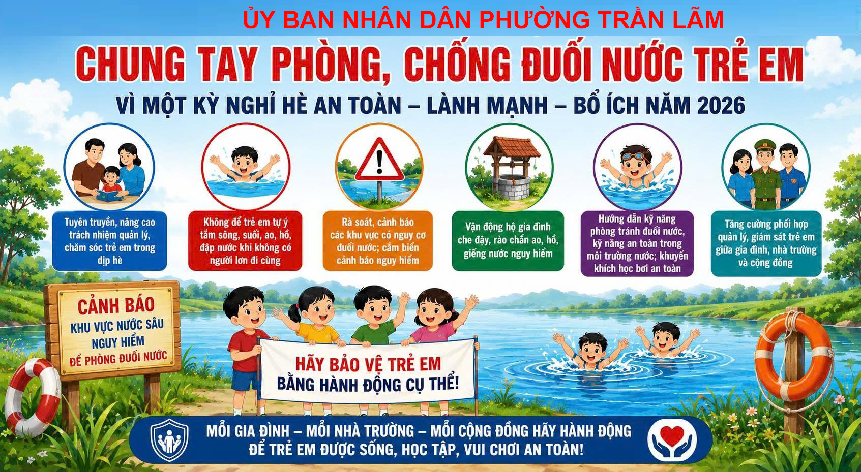 Phường Trần Lãm: Tăng cường công tác phòng, chống đuối nước cho trẻ em trong mùa hè 2026