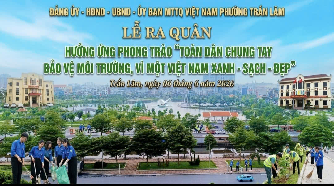 Phường Trần Lãm ra quân hưởng ứng phong trào “Toàn dân chung tay bảo vệ môi trường, vì một Việt Nam xanh - sạch - đẹp”