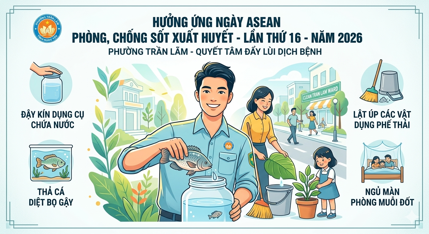 Chủ động triển khai Chiến dịch hưởng ứng “Ngày ASEAN phòng, chống sốt xuất huyết” lần thứ 16 năm 2026 tại phường Trần Lãm
