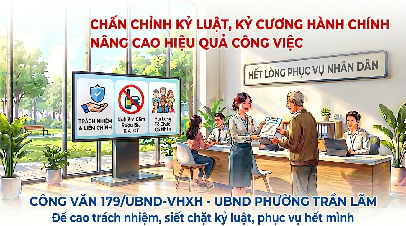 UBND phường Trần Lãm: Tăng cường kỷ luật, kỷ cương hành chính, nâng cao đạo đức công vụ và chất lượng phục vụ nhân dân