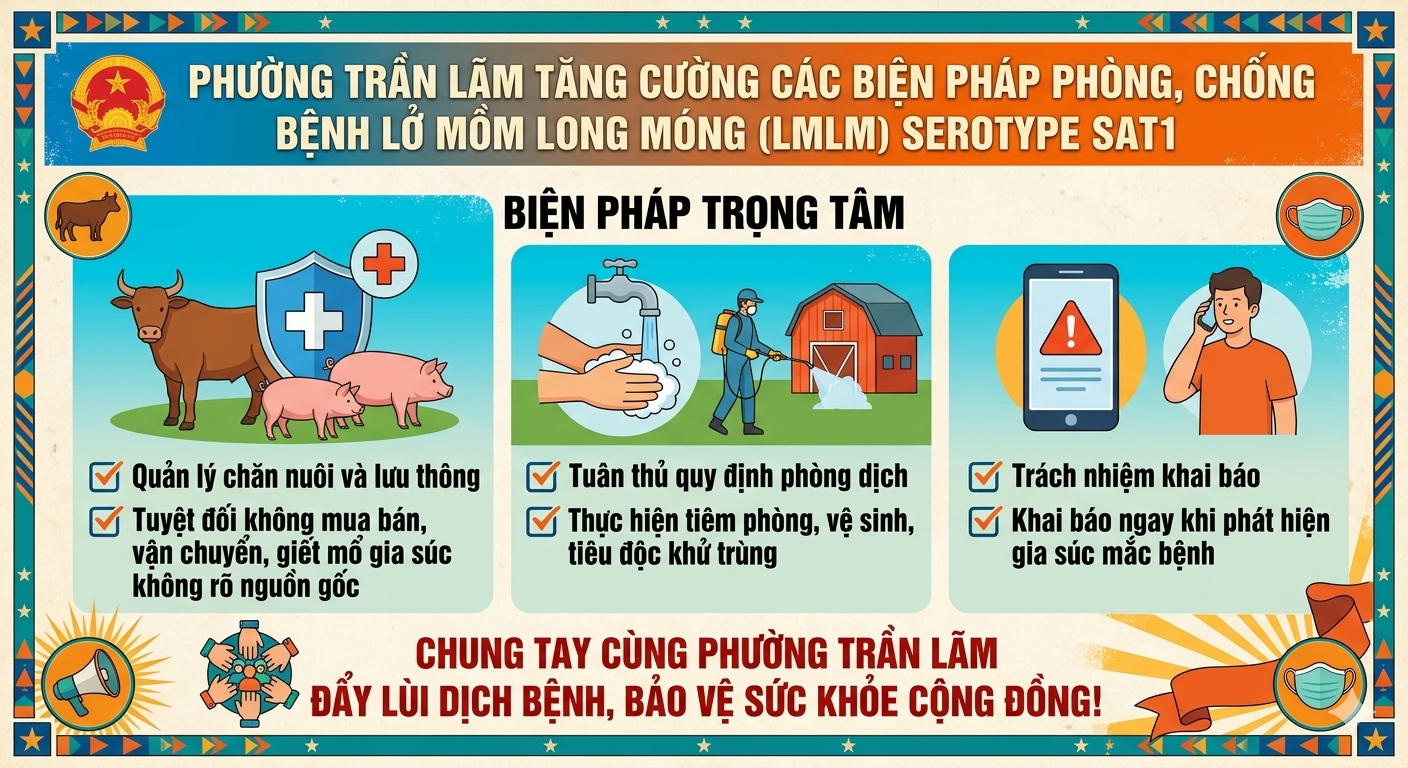 Tăng cường triển khai các biện pháp phòng, chống dịch bệnh lở mồm long mong Serotype SAT1