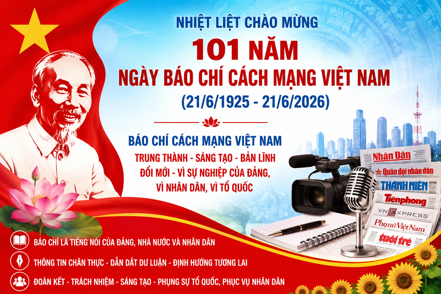 UBND phường Trần Lãm chúc mừng kỷ niệm 101 năm ngày Báo chí Cách mạng Việt Nam (21/6/1925 - 21/6/2026)