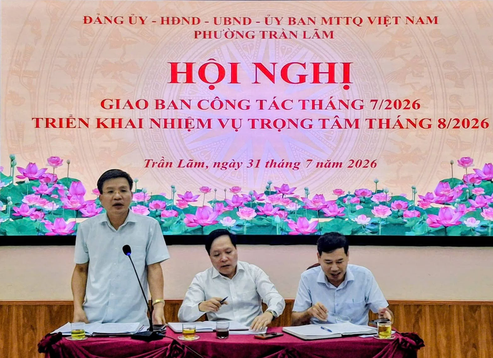 Phường Trần Lãm: Tổ chức Hội nghị giao ban công tác tháng 7, triển khai nhiệm vụ trọng tâm tháng 8 năm 2026