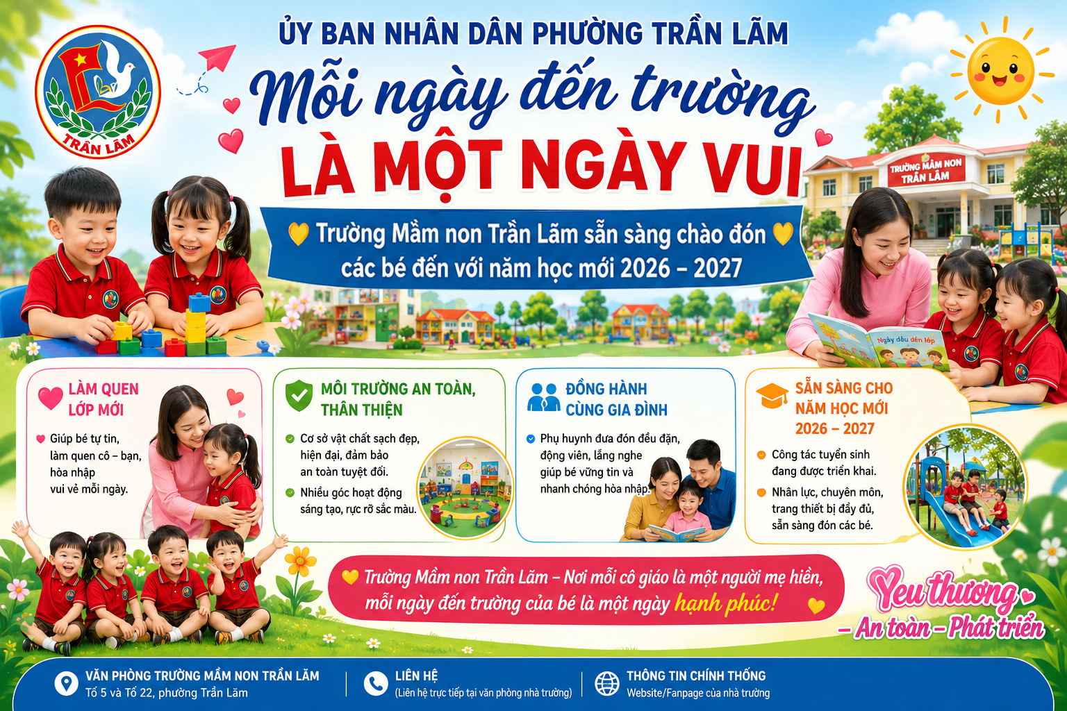Trường Mầm non Trần Lãm: Tích cực chuẩn bị các điều kiện đón trẻ đến trường năm học mới