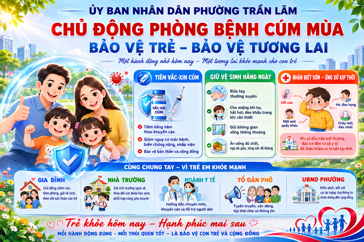 UBND phường Trần Lãm chủ động phòng bệnh cúm mùa - Không để sự chủ quan ảnh hưởng đến sức khỏe của trẻ