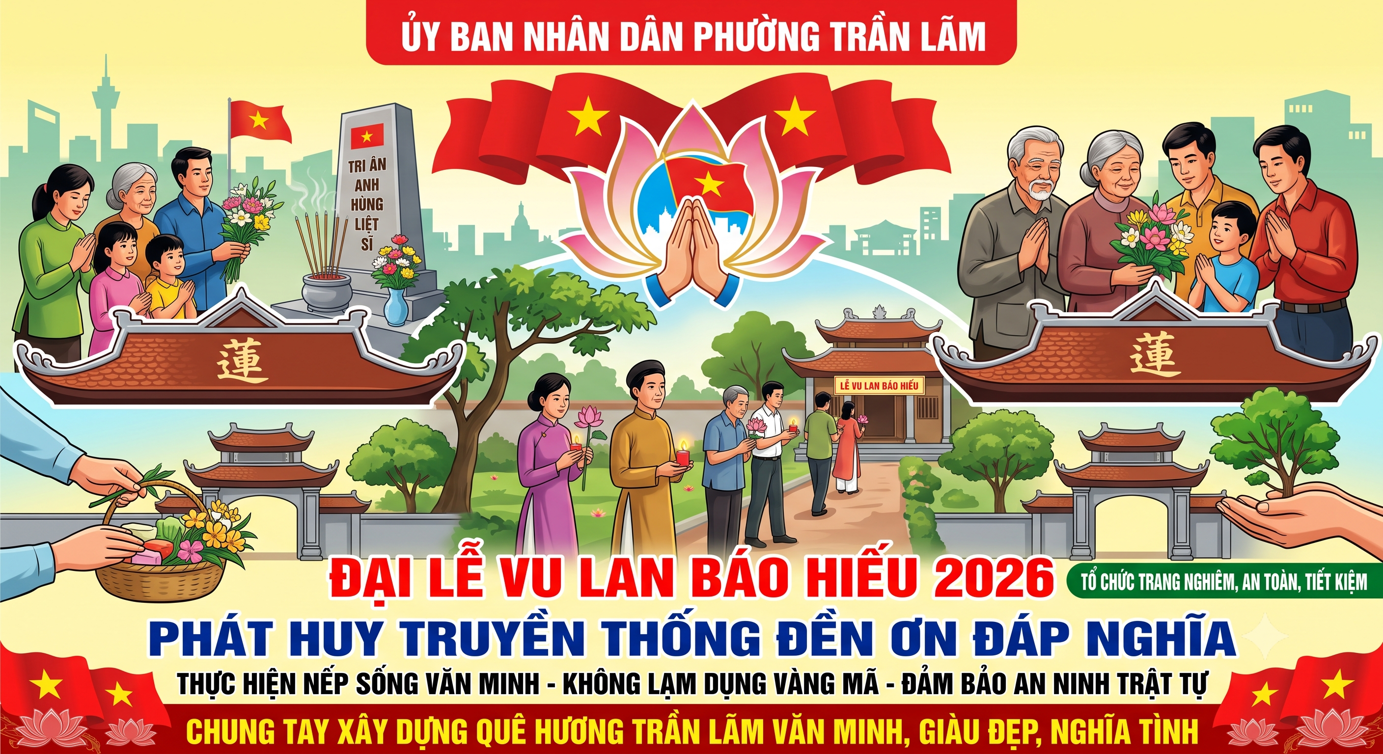Lễ Vu lan báo hiếu năm 2026 tại phường Trần Lãm: Trọn vẹn đạo lý tri ân, sáng đẹp nếp sống văn minh