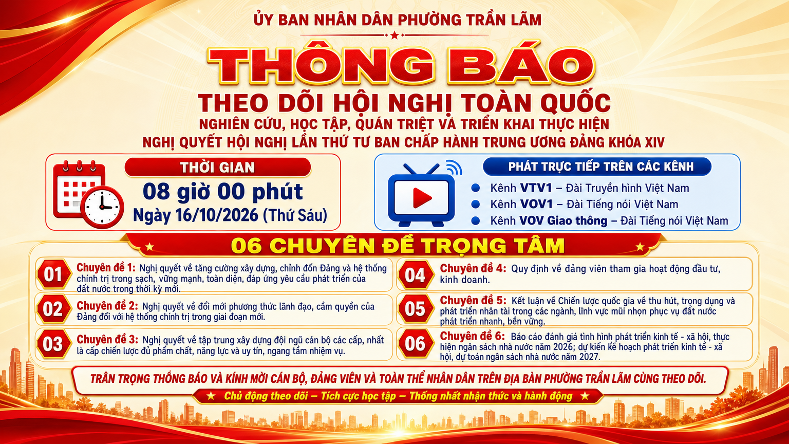 Chương trình Hội nghị toàn quốc nghiên cứu, học tập, quán triệt và triển khai thực hiện Nghị quyết Hội nghị Trung ương 4 khóa XIV